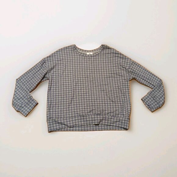 Sundry Sweater Top Womens 2 Medium Gray Houndstooth Check Pullover Soft - Picture 1 of 8